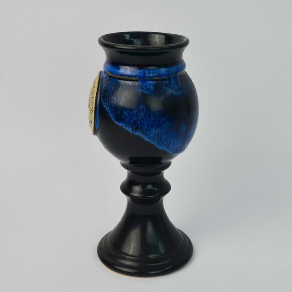 1994 Renaissance Festival Blue Drip Wine Goblet Deneen Pottery - Picture 3 of 7